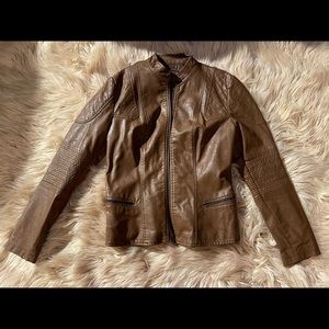 leather jacket faux brown medium new 100% shell polyurethane